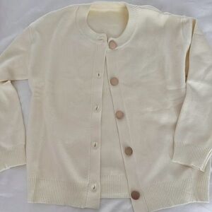 NEW Cream with gold buttons cardigan button up Women's Sweater neutral